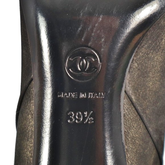 Chanel *BRAND NEW* Leather Knee-High Two-Tone Heeled Boots Size 39-1/2 - Picture 7 of 10